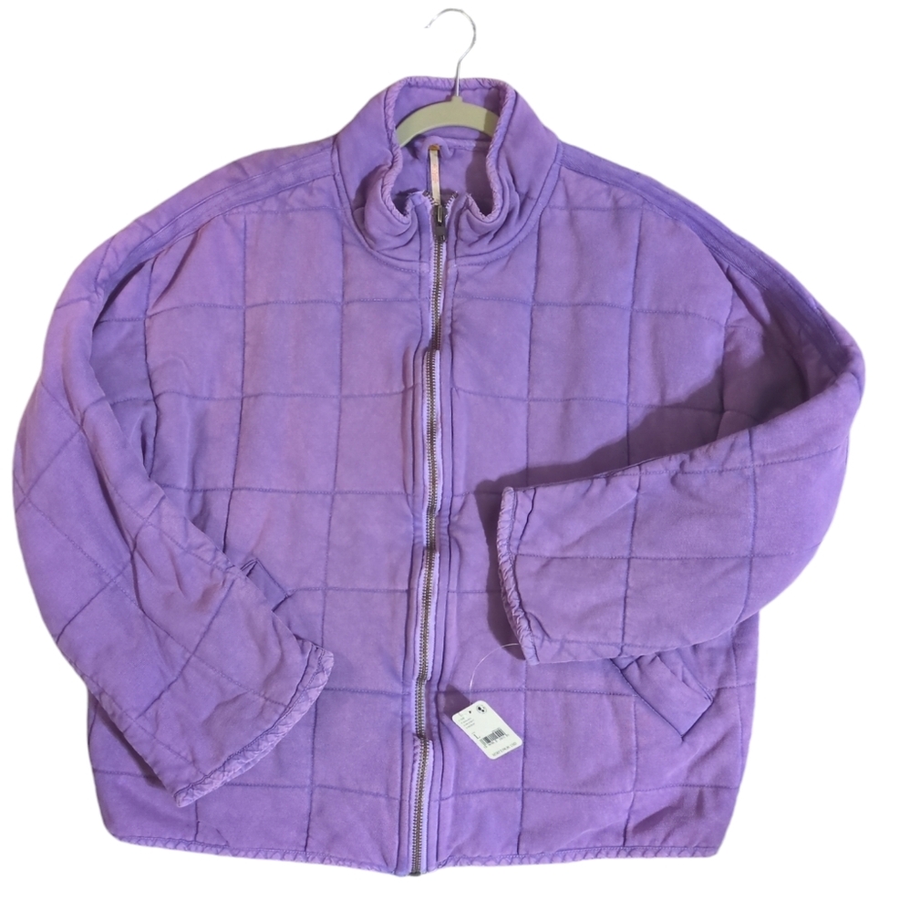 NWT Free People Quilted Dolman Knit Jacket Moonberry - Picture 4 of 8